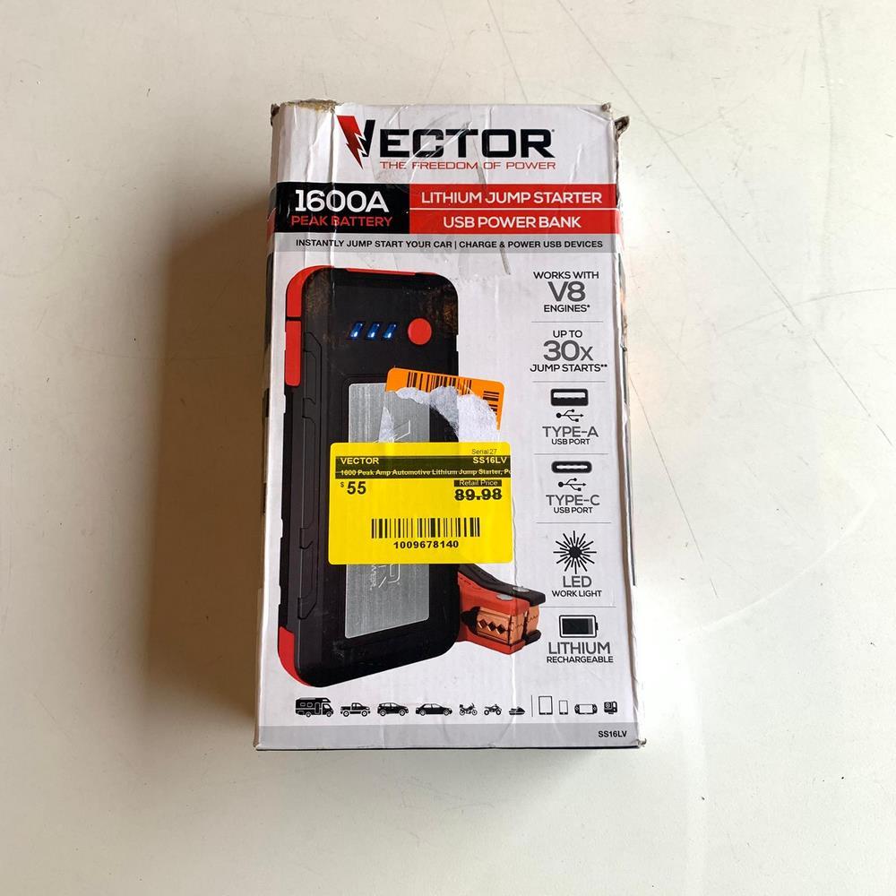 1600 Peak Amp Automotive Lithium Jump Starter, Portable Power - 15W USB-A & USB-C (SS16LV) 1600 Peak Amp Automotive Lithium Jump Starter, Portable Power - 15W USB-A & USB-C (SS16LV)